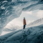 A man standing on ice