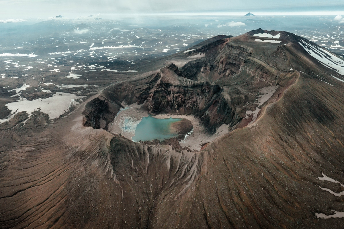 Aerial view of volcano