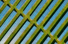 Aerial view of solar panels