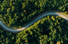 Aerial view of road in countryside